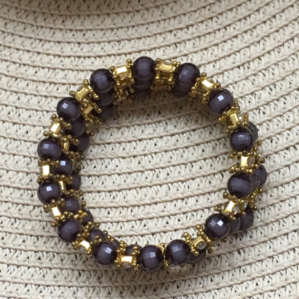 Black and Gold Colored Wire Layered Bracelet